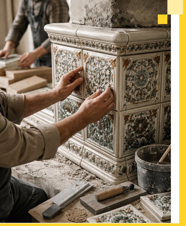 Изразцовые камины под ключ в Салехарде: проект и монтаж