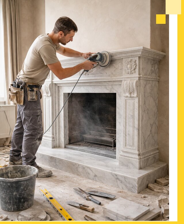 Изготовление и установка мраморных каминов в Салехарде под ключ