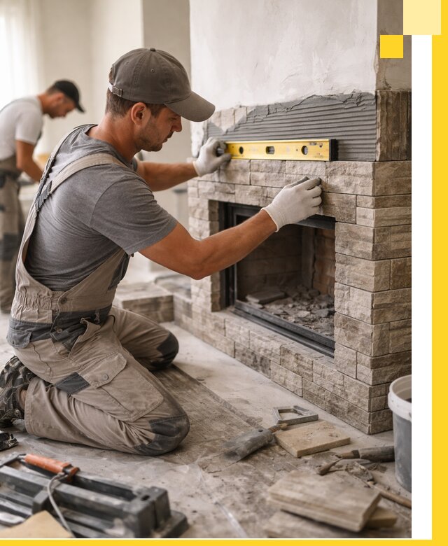 Облицовка каминов в Салехарде, монтаж и отделка натуральным камнем