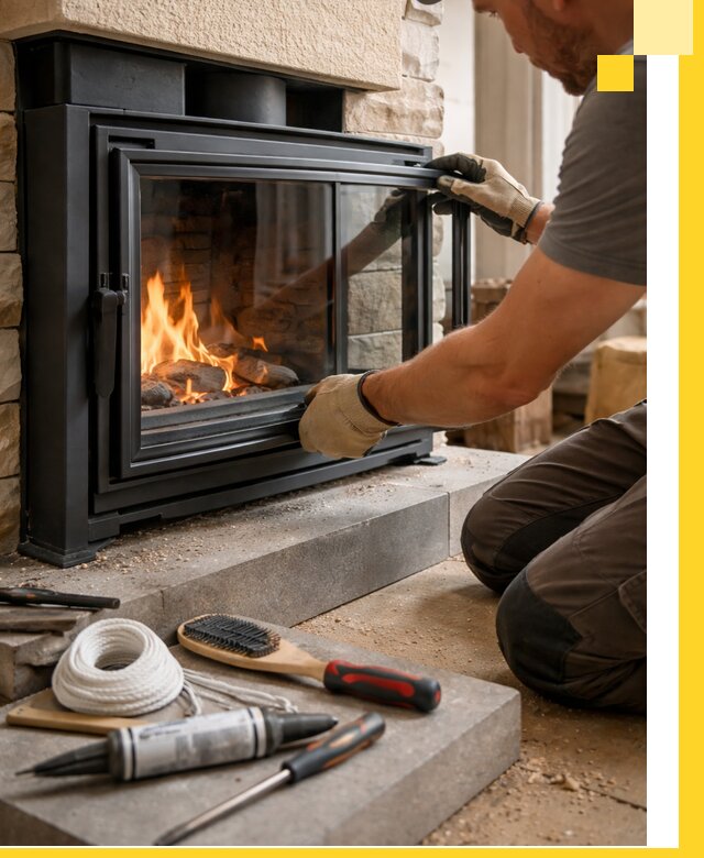 Производство, монтаж и доставка каминов со стеклом в Салехарде