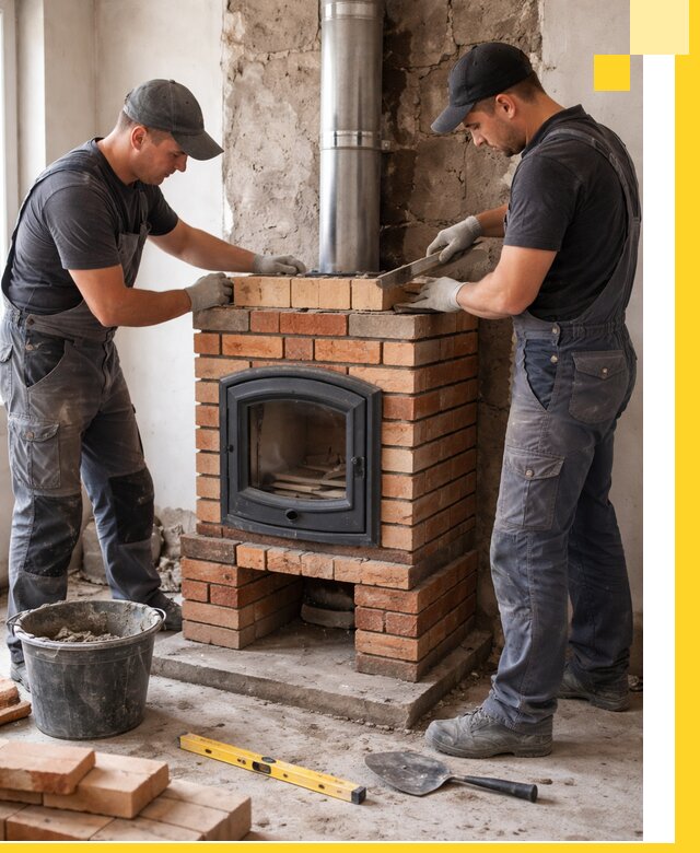 Монтаж печи камина под ключ в Салехарде с гарантией и пусконаладкой