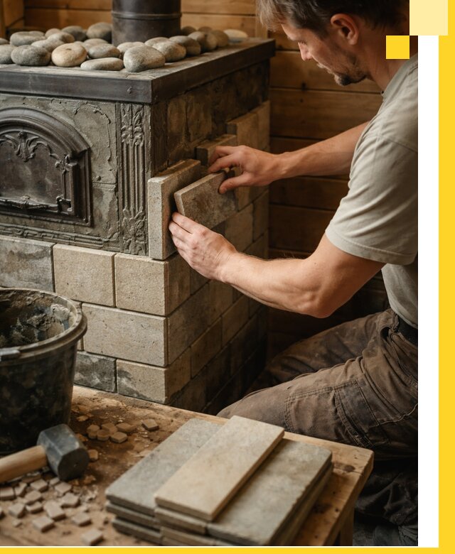 Облицовка банных печей в Салехарде профессиональная отделка