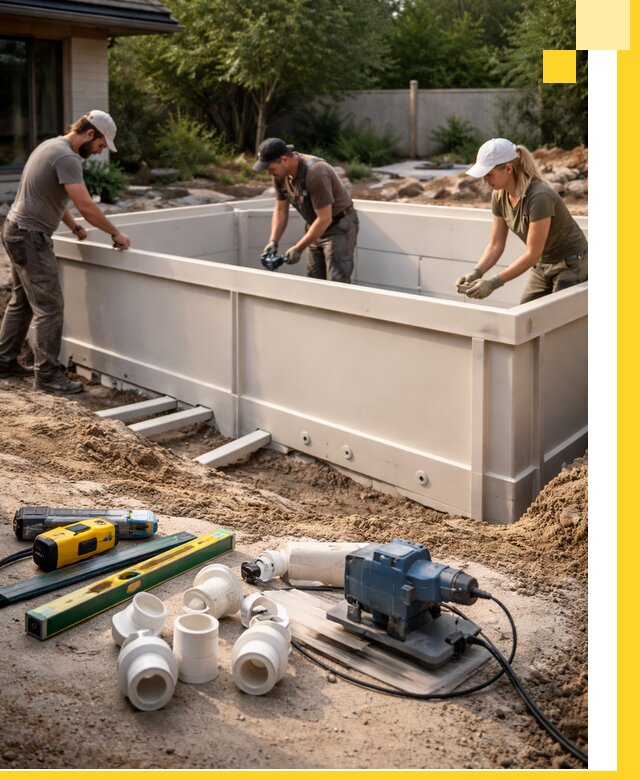 Установка полипропиленовых бассейнов под ключ в Салехарде