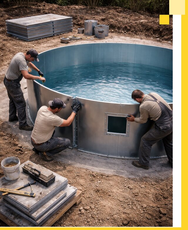 Круглые бассейны под ключ в Салехарде проектирование и монтаж