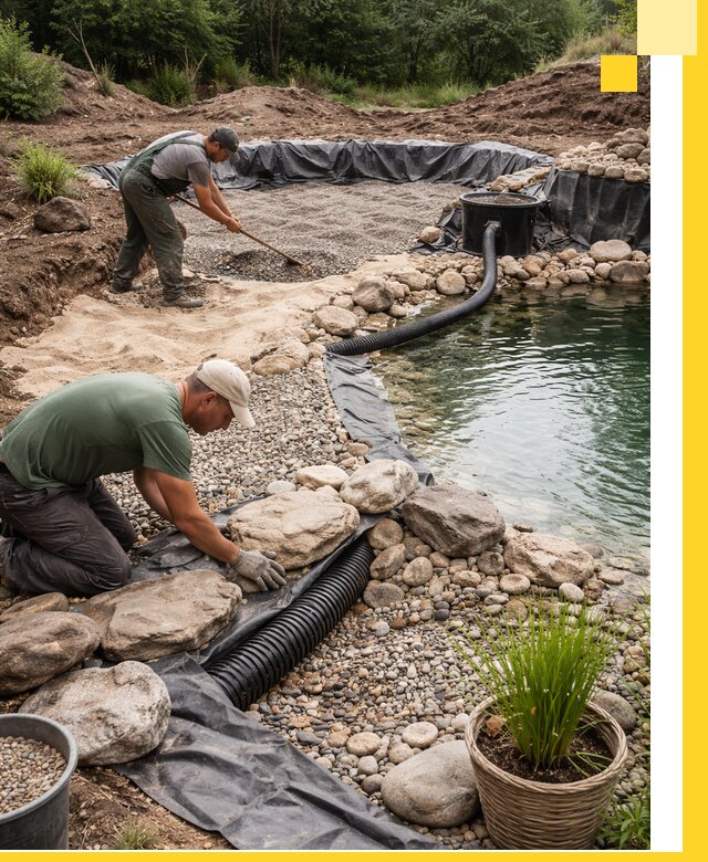 Строительство природных бассейнов и озер в Салехарде под ключ