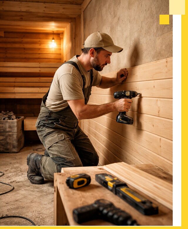 Профессиональная внутренняя отделка бани в Салехарде под ключ