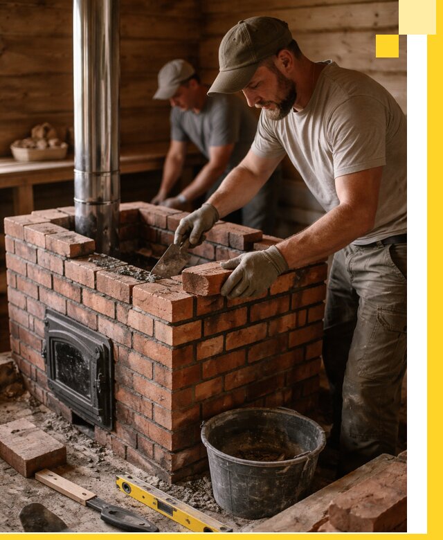 Кирпичные печи для бани под ключ в Салехарде, проект и монтаж