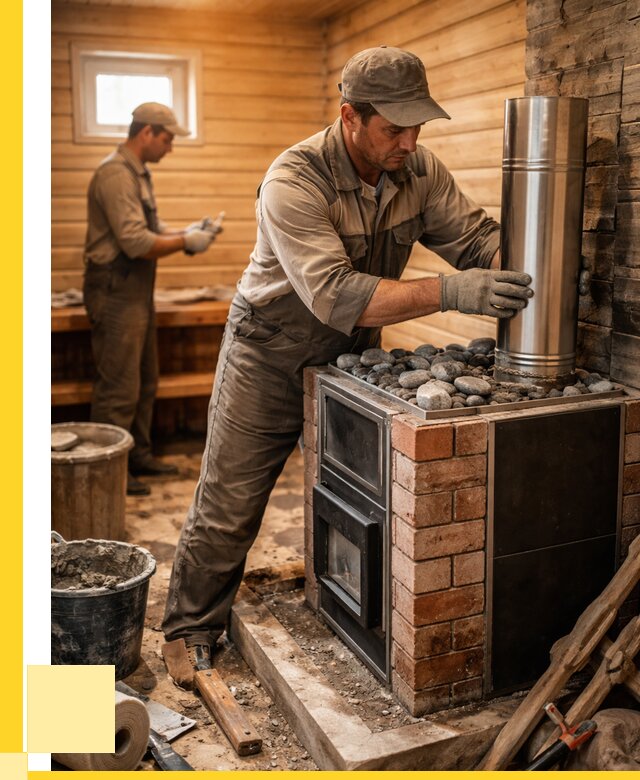 Монтаж печи в бане под ключ в Салехарде от 21408 р. | ЭриданСлх