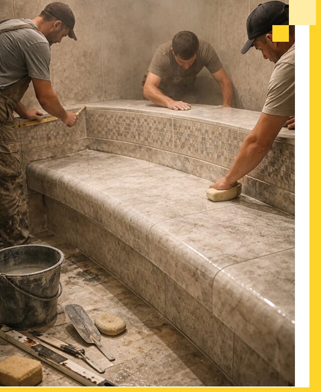 Изготовление и установка сидений для хамама в Салехарде