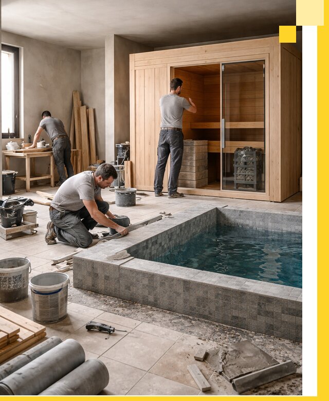 SPA зоны под ключ с бассейном сауной и печью в Салехарде